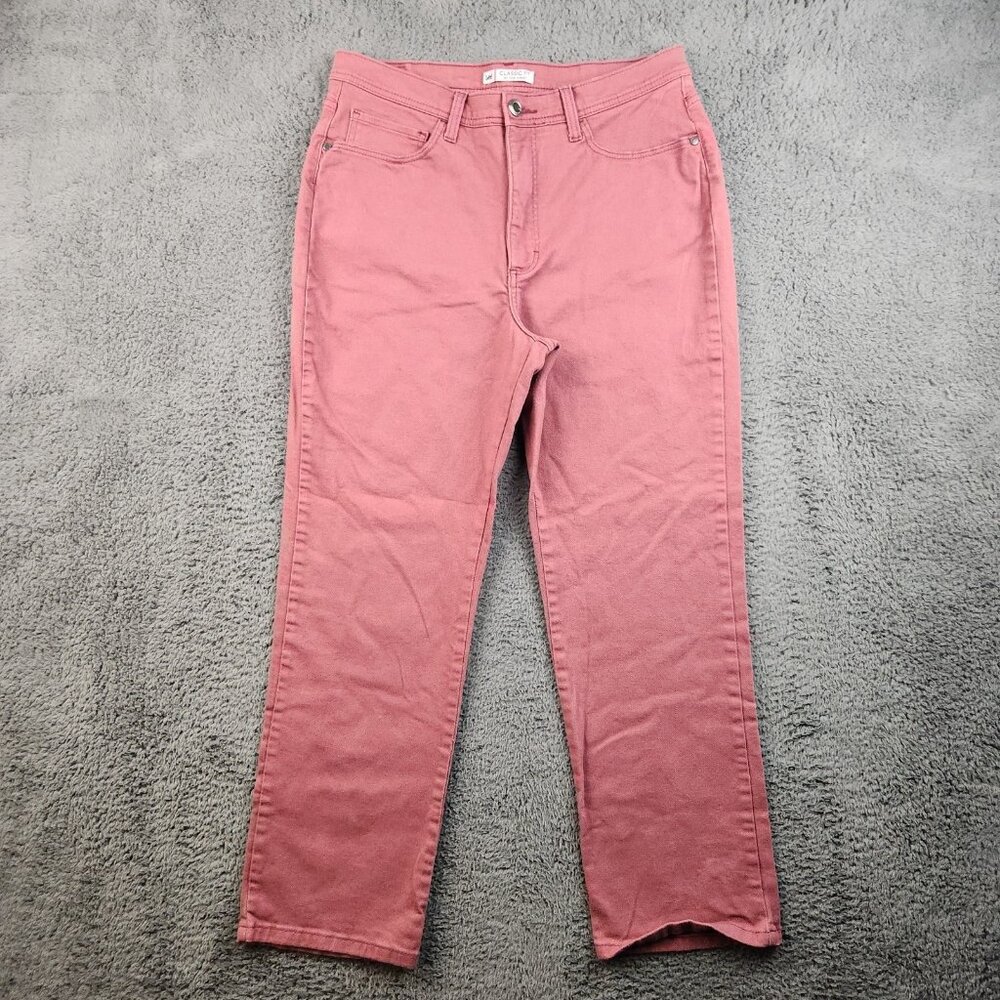 Lee Jeans Women’s 14 Petite Slimming Straight Leg Comfort Stretch Rose Gold Pink